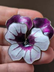 David Andersen Sterling Silver Enamel Brooch Purple 925 Norway