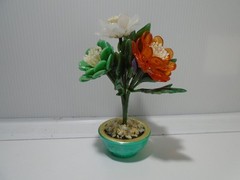 VINTAGE LUCITE ACRYLIC FLORAL POTTED BONSAI TREE 5″ HONG KONG UNBRANDED (VIN57)