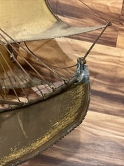 VINTAGE LARGE DEMOTT SHIP SCULPTURE HANDMADE MODERNIST SAIL SHIP SIGNED ORIGNAL