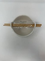 Rae Dunn classic white asian style RICE bowl with chopsticks, Rae dunn classic