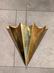 PAIR! Vintage Brass Tole Florentine Umbrella Wall Pocket