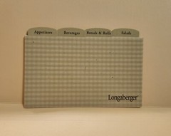 Longaberger 50 Recipe Cards 3×5 / 12 GINGHAM Dividers/Index: A-Z/Food Categories