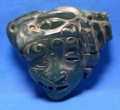 PRE-COLUMBIAN MAYAN JADE DUALITY MASK PENDANT