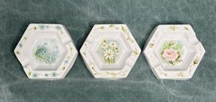 Vintage Porcelain Trinket Box Heart Set Miniatures Ashtrays Hand Painted Signed