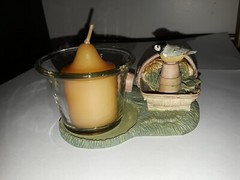 RARE MARJOLEIN BASTIN VOTIVE CANDLE HOLDER SUNFLOWERS BASKET CHICKADEE POTS