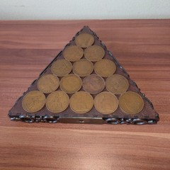 Vintage British Penny Coin Coaster Tray – Pre-Decimal 1930s 1940s Treen