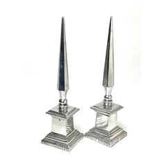 Vintage Neoclassical Early 20th C. Neoclassical Polished Aluminum Obelisks Pair