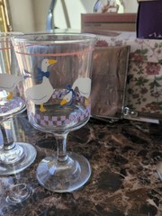 AUNT RHODY GOOSE STEM GLASSES 10 oz. VINTAGE Set of 5 EXCELLENT CONDITION