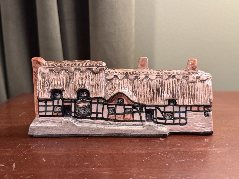 Vintage Tey Pottery Anne Hathaway Cottage Figurine Britain Miniature Ceramic