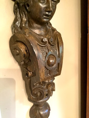 RARE Retro Burwood Products Brown Molded Plastic Caryatid Corbel Woman Bust