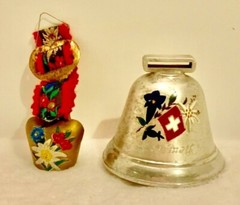 Swiss Silver PlatedCow/ Sheep Bell from Andermatt Switzerland + 2nd Smaller Bell