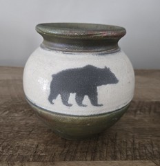 RAKU Pottery Three Bears Signed JEREMY DILLER Beautiful Colors Unique