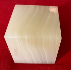 Vintage White Onyx Alabaster Stone Square Display Stand or Base Cube Paperweight