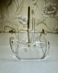 Vintage Modernist GrainWare Clear Lucite Square Apple Basket With Handle