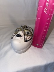 Vintage Ceramic Hand Painted Mask Trinket Box Sparkle Butterfly Fun