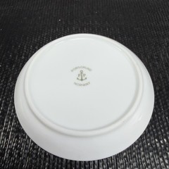 Porsgrund Norway Fine Porcelain 3inch Round Trinket Dish Plate Gold Accents VTG