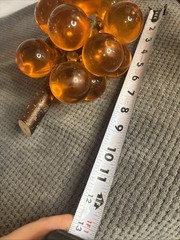 Vintage MCM Amber Orange Lucite Grape Cluster Large Driftwood Stem