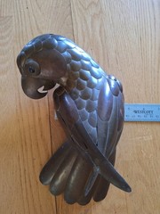 Vintage Brass & Copper Parrot Hanging Sculpture without perch