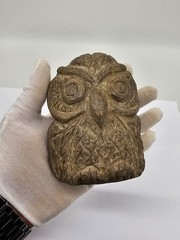 300 BC Ancient Greek Roman Statue Owl Athena Pure Stone Large Carved Artifact