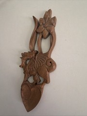 Dragon and Daffodil Hand Carved Lovespoon Wooden Signed