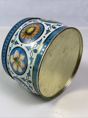 Vintage Arthur Holland Art Deco 1930s Floral Colorful Tin Round Storage. 4.25”