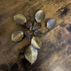 2 Vtg MCM Homco Home Interior Leaves Flower Metal Dogwood Wall Sculpture 1980s