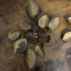 2 Vtg MCM Homco Home Interior Leaves Flower Metal Dogwood Wall Sculpture 1980s