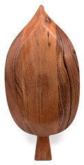 Carved Wood Leaf Tray Stem Handle Nice Grain