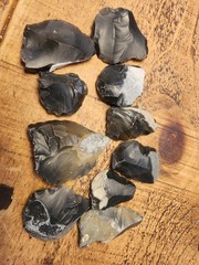 “Rare” lower Paleolithic set of 10 large flakes see description