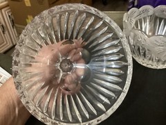 Vintage Unbranded Crystal Clear Glass Covered Dish w/Frosted Flower Edge