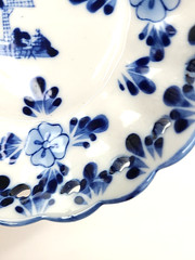 Delft Blue Bowl Trinket Dish Hand Painted Ceramic Windmill Holland Pierce work
