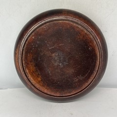 Faux Wood Riser Display Stand 5” Round Metal Painted Mahogany Finish Vase Jar