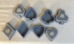 WEDGWOOD JASPERWARE BLUE TRINKET BOXES WITH LIDS SET OF 4
