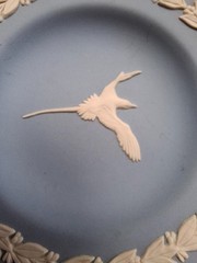 VTG Wedgwood Blue Jasperware Bermuda Longtail Bird Trinket Dish