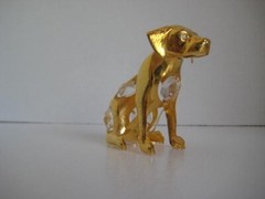 KG & Co. Gold Plated Yellow Lab Dog Swarvoski Crystals 3 in.
