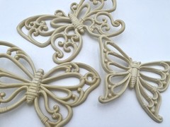 Vintage Butterflies Wall Decor Set of 3 Homco Made In USA 1978 Ivory White