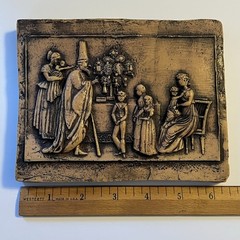 Mid Century German Wax Relief Wall Hanging of 1900 Swiss Gingerbread Cookie Mold