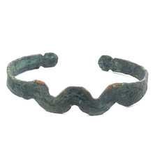 Ancient Celtic Bracelet Copper Open Cuff Torque Patina Circa 100-300 AD