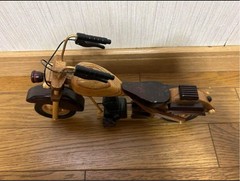 Wooden motorcycle ornament for interior decoration Retro Japan 12 inches long