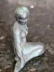 Vintage Cast Metal La Petite Sirene of Denmark Little Mermaid Figurine 2″ Patina