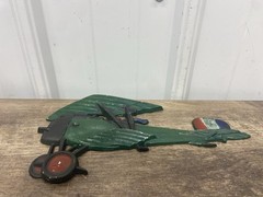 Vintage Sexton USA 1975 Cast Iron Bi Plane Wall Hanging Decor Green