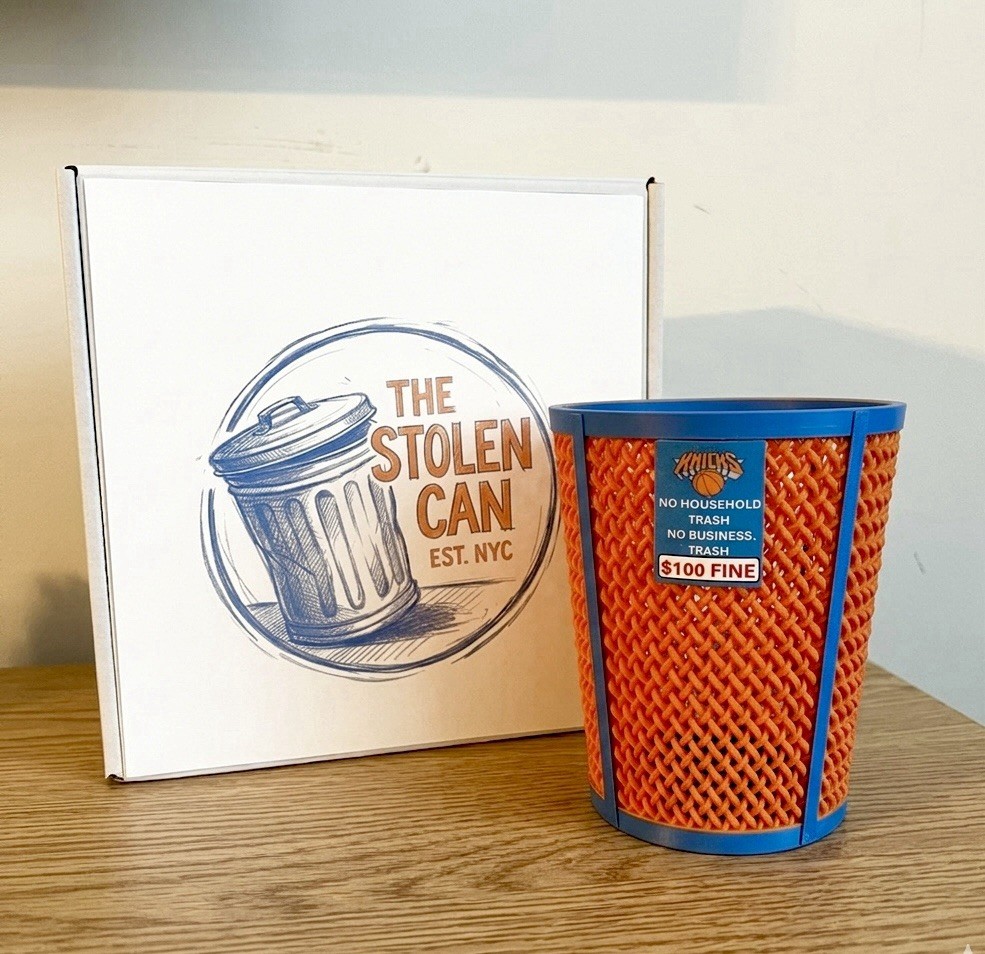 NY Knicks Trash Can Mini Trash Can – Basketball Gift Viral Blue Orange Trash Can