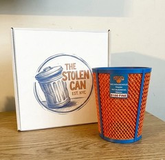 NY Knicks Trash Can Mini Trash Can – Basketball Gift Viral Blue Orange Trash Can
