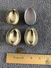 Vtg Tin Metal Egg Candy Containers RABBIT CHICK Murray Allen SWITZERLAND Lot 2