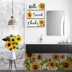 3 Pieces Sunflower Wall Decor Hello Sweet Wooden Art Signs Summer White