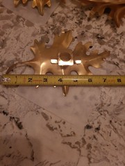 3 VTG Home Interiors Homco Brass Oak Leaves Wall Plaques Hangings MCM