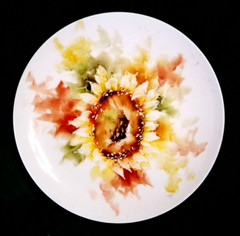 Sunflower Flower Porcelain Plate Platter 10″ Hand-Painted Hostess Gift Artist