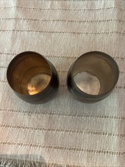 VINTAGE RARE SET OF 2 STYSON METAL BARREL MUGS MADE IN OCCUPIED JAPAN, 1950