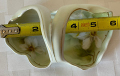 Antique EDWARDIAN R.S. Germany Handled Pastel Green Bon Bon Dish WHITE CLEMATIS