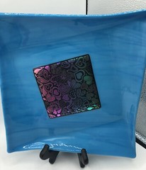 Beautiful Blue Art Glass Plate Dish Fun